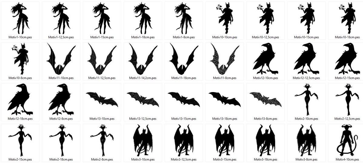 Stickdatei - Dämonen Fledermaus Silhouette 1