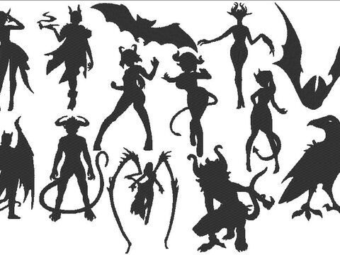 Stickdatei - Dämonen Fledermaus Silhouette 1