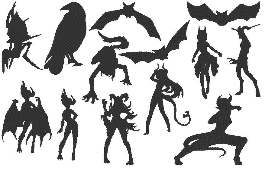 Stickdatei - Dämonen Fledermaus Silhouette 2