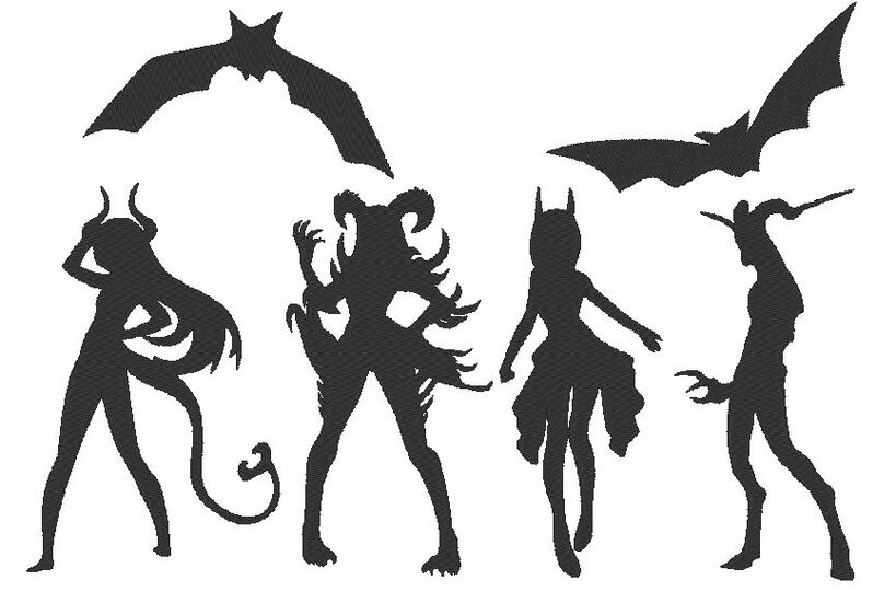 Stickdatei - Dämonen Fledermaus Silhouette 2