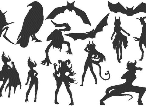 Stickdatei - Dämonen Fledermaus Silhouette 2