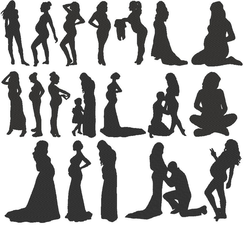 Stickdatei - Mom schwangere Frau Silhouette Mutterpass - Bild 5