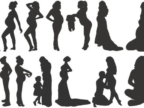 Stickdatei - Mom schwangere Frau Silhouette Mutterpass