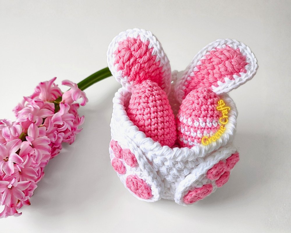 Easter Bunny Basket and Eggs - Spring Crochet Pattern