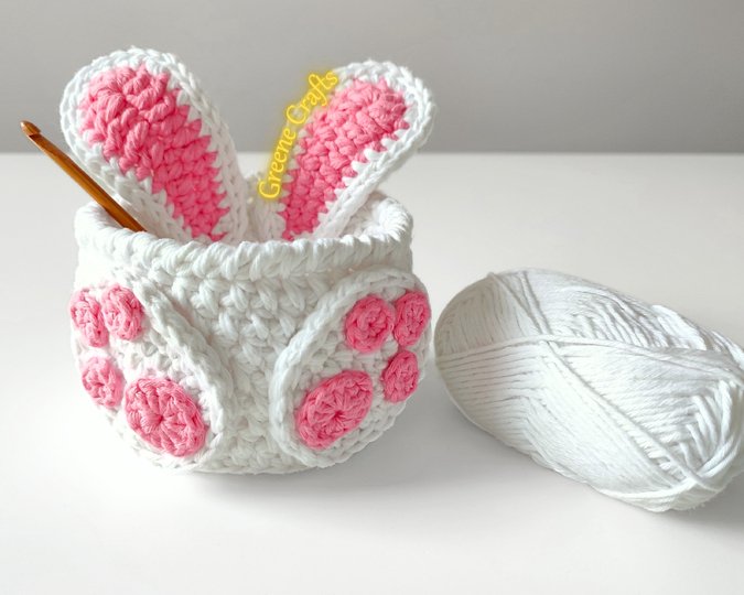 Easter Bunny Basket and Eggs - Spring Crochet Pattern