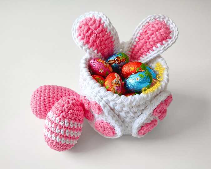 Easter Bunny Basket and Eggs - Spring Crochet Pattern