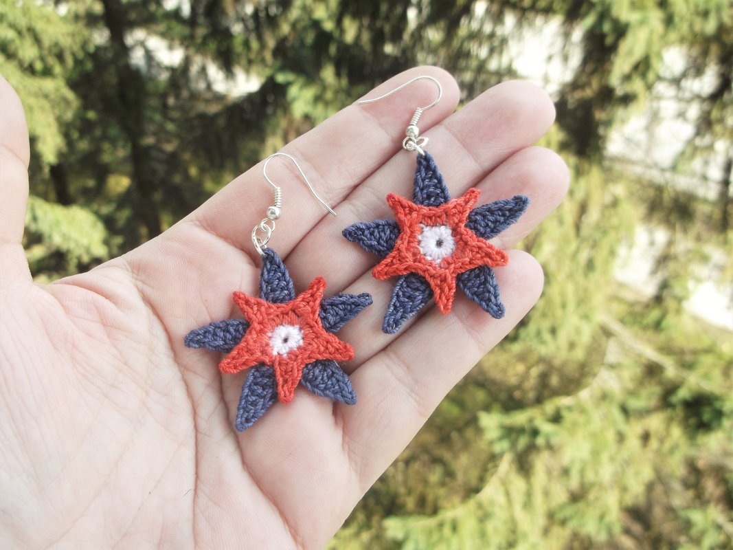USA star crochet earrings pattern