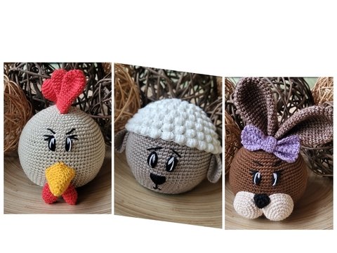 Sprachgesteuerte KI umhäkeln "Trio" (Hase, Huhn, Schaf)