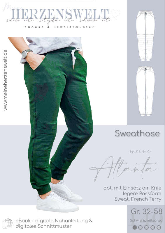 Sweathose Damen – E-Book Schnittmuster Gr. 32-58 – Atlanta # 140