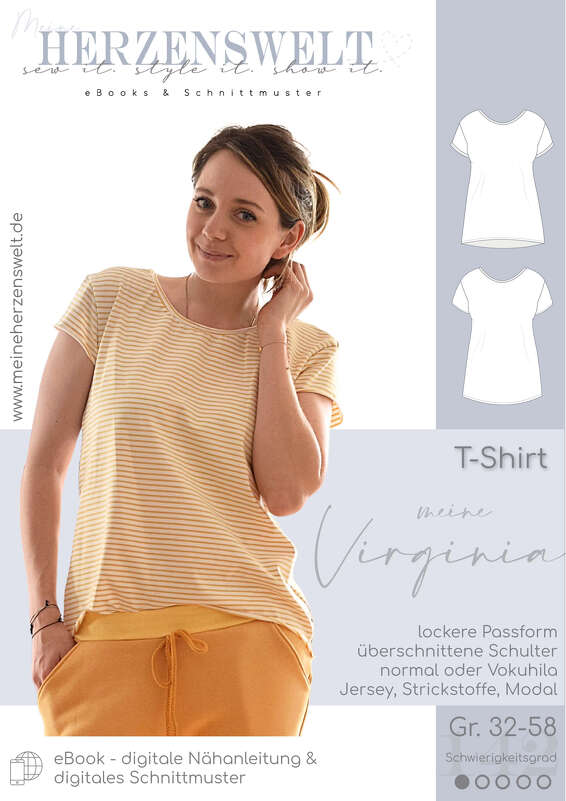 T-Shirt Damen – E-Book Schnittmuster Gr. 32-58 – Virginia #142