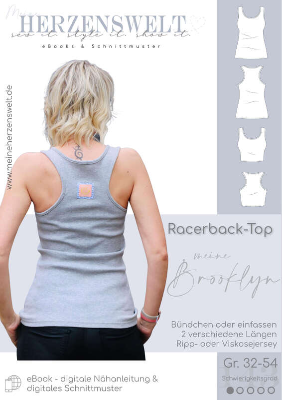 Racerback-Top Damen – E-Book Schnittmuster Gr. 32-54 – Brooklyn #143