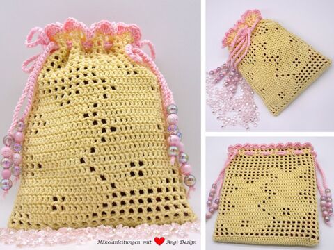 Häkelanleitung Geschenksäckchen mit Hasenmotiv