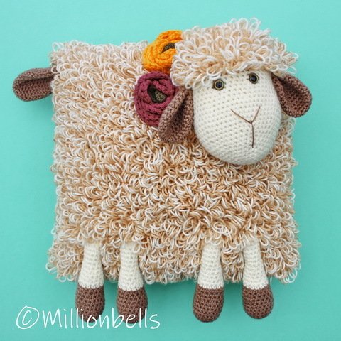 Sheep Pillow Cover Crochet Pattern Sweet Cute Animal Cushion - Image 4