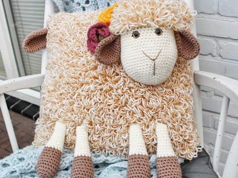 Sheep Pillow Cover Crochet Pattern Sweet Cute Animal Cushion