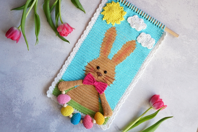 Häkelanleitung Wandbehang Osterhase - PDF Datei