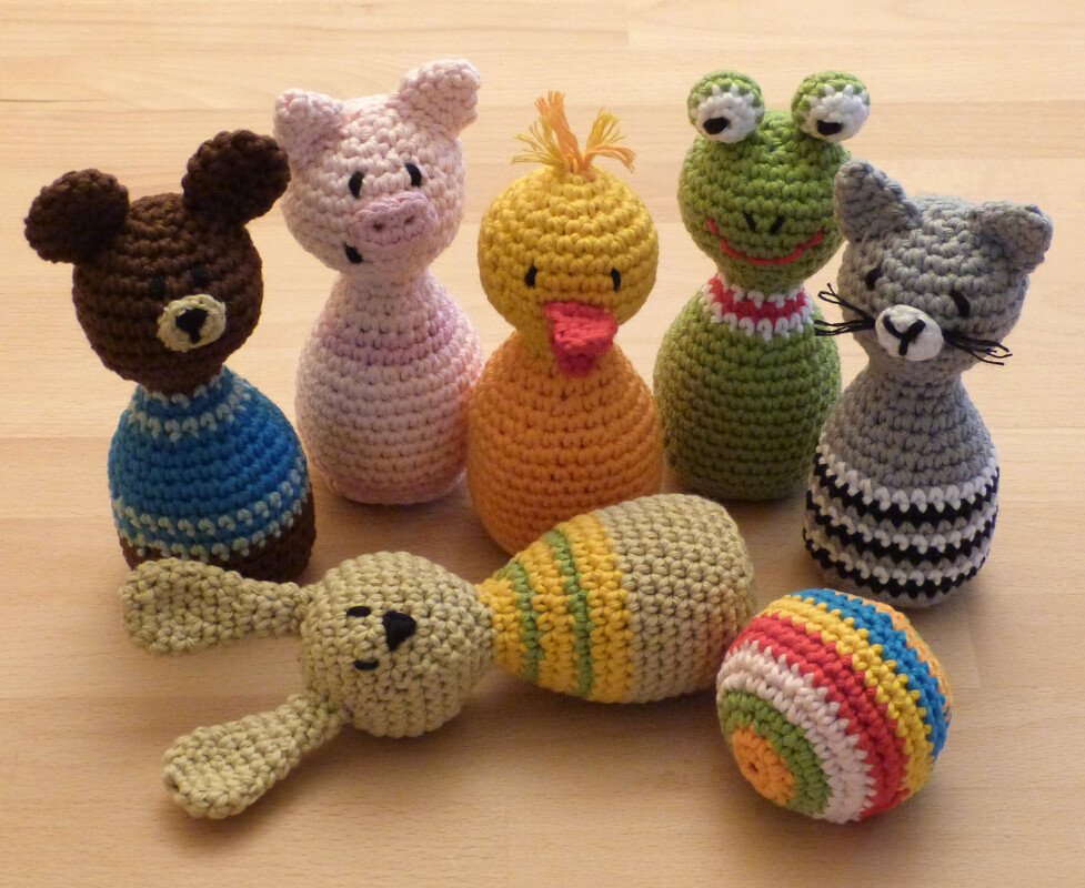 Häkelanleitung für ein tierisches Kegelspiel für Kinder - Bild 3