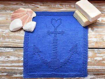 Strickanleitung Waschlappen / Spültuch "Anker" - ganz einfach