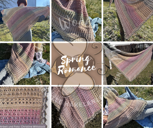 Häkelanleitung Spring Romance: Symmetrisches und asymmetrisches Häkeltuch