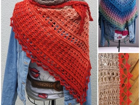 Häkelanleitung Spring Romance: Symmetrisches und asymmetrisches Häkeltuch