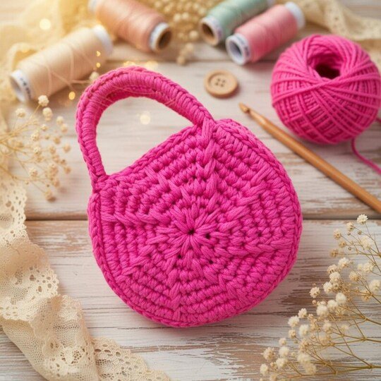 Crochet Round Bag Pattern + Video Tutorial (English Only)