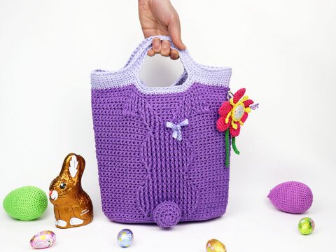 Tasche (Osterkorb) „Bunny“ + Anhänger „Blume", (2 Gr.)