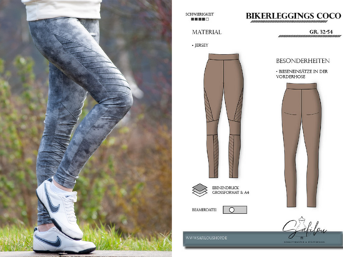 Bikerleggings Coco – PDF-Schnittmuster Gr. 32-54 |Ebenen u. Beamerdatei