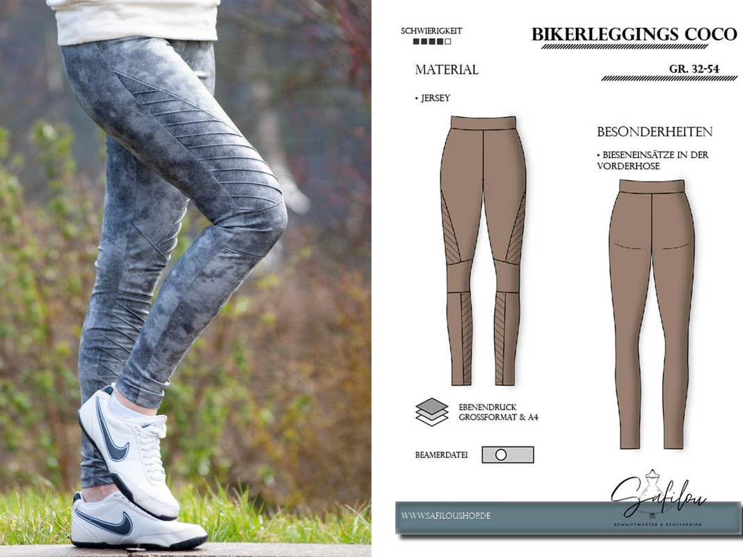 Bikerleggings Coco – PDF-Schnittmuster Gr. 32-54 |Ebenen u. Beamerdatei