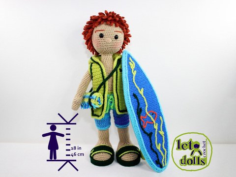 Finn, Medium Crochet Doll Pattern, Amigurumi, 18