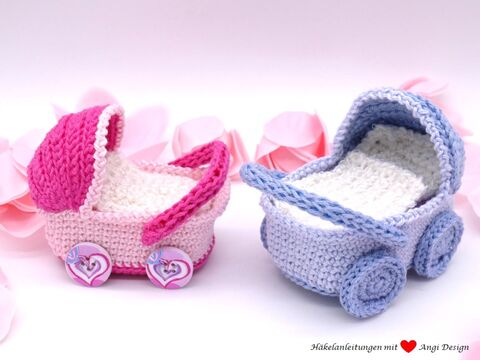 Häkelanleitung Geschenk zur Geburt "Kinderwagen"