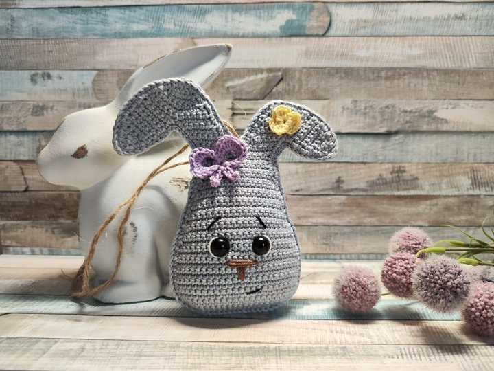 Häkelanleitung "Häschen-Knickeohr" (Tür/Ast/Fensterhänger/ Blumenstecker)