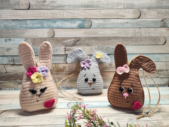 Häkelanleitung "Häschen-Knickeohr" (Tür/Ast/Fensterhänger/ Blumenstecker)