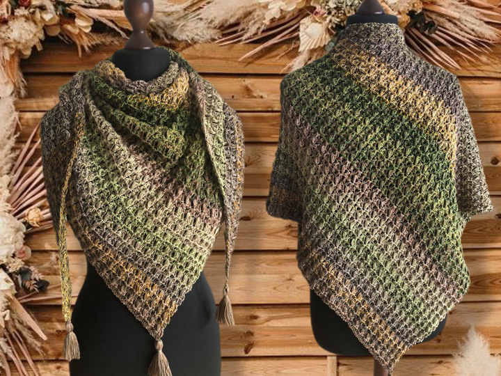 Natural Waterlilies-asymmetrisches Dreieckstuch