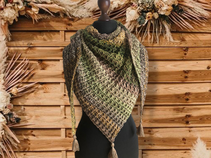 Natural Waterlilies-asymmetrisches Dreieckstuch