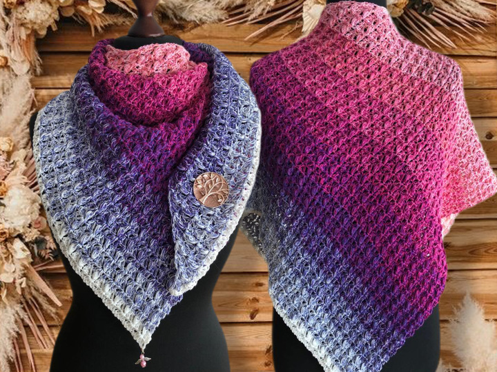 Natural Waterlilies-asymmetrisches Dreieckstuch