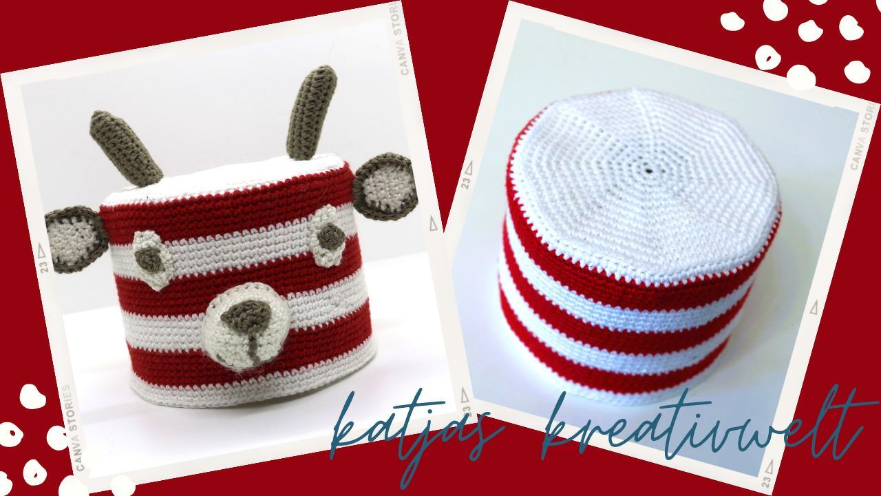 Klopapierrollenhut „Ziegenbock„ rot-weiß