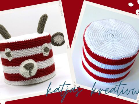 Klopapierrollenhut „Ziegenbock„ rot-weiß