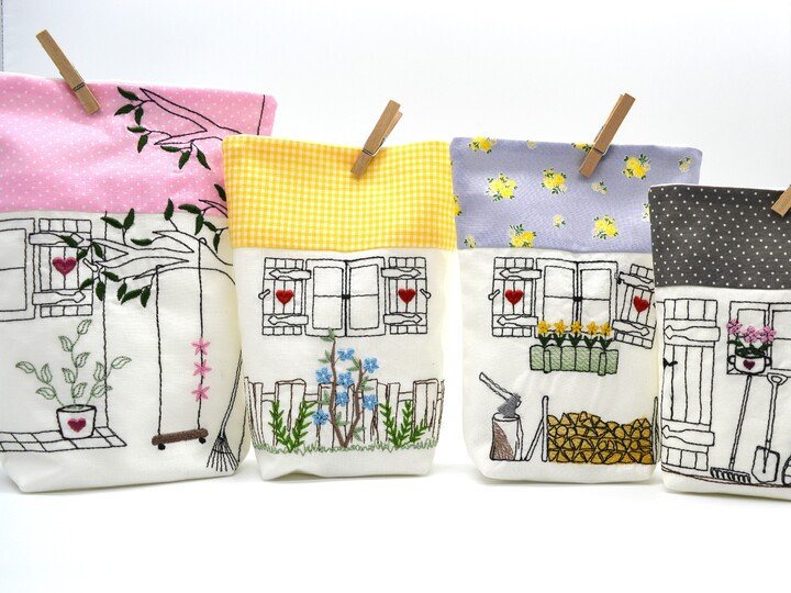 ITH Lichterbeutel Stickdatei Haus Häuser Gartenmotive