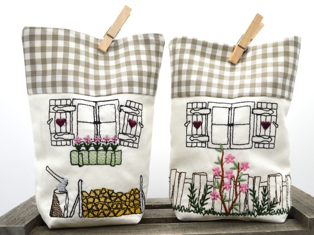 ITH Lichterbeutel Stickdatei Haus Häuser Gartenmotive