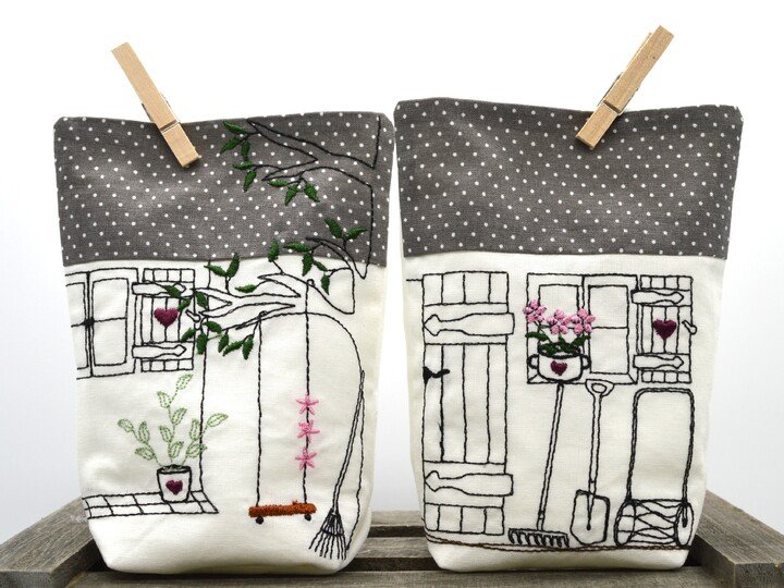 ITH Lichterbeutel Stickdatei Haus Häuser Gartenmotive