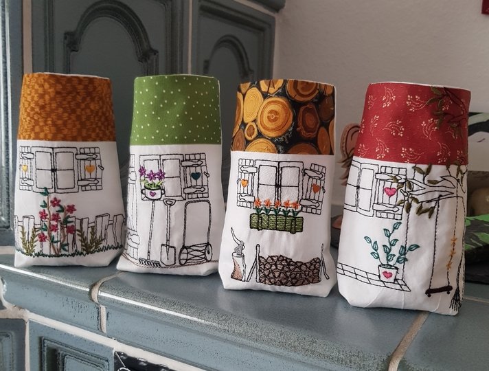 ITH Lichterbeutel Stickdatei Haus Häuser Gartenmotive