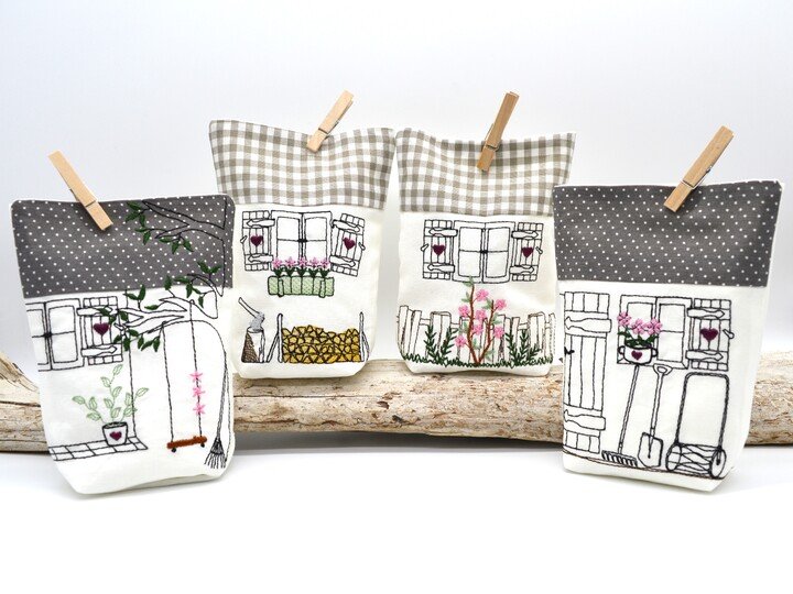 ITH Lichterbeutel Stickdatei Haus Häuser Gartenmotive