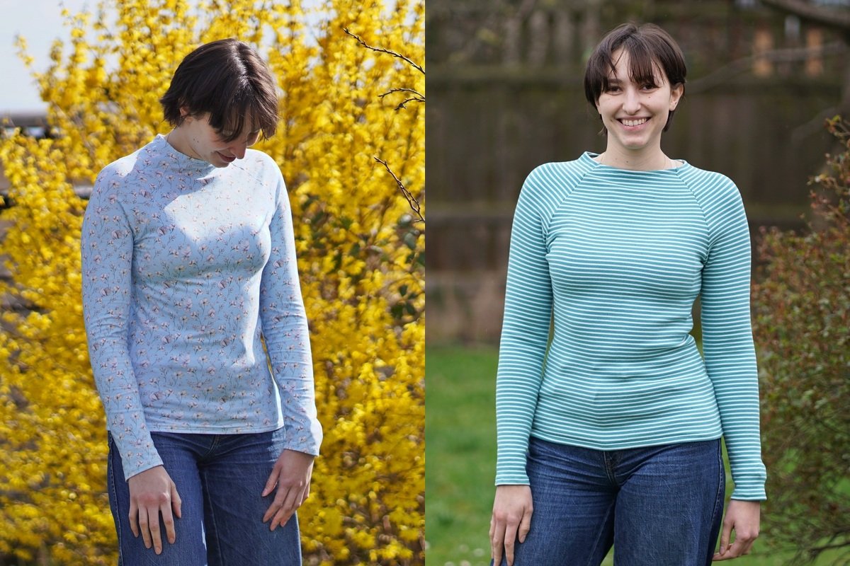 Raglan Shirt - Pullover eng - nähen mit Schnittmuster Gr. 34-40