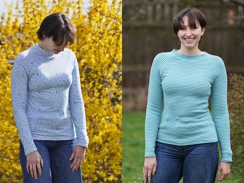 Raglan Shirt - Pullover eng - nähen mit Schnittmuster Gr. 34-40
