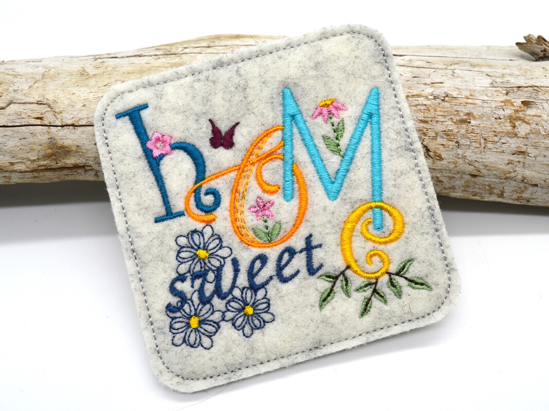 Stickdatei Mugrug ITH sweet home Untersetzer