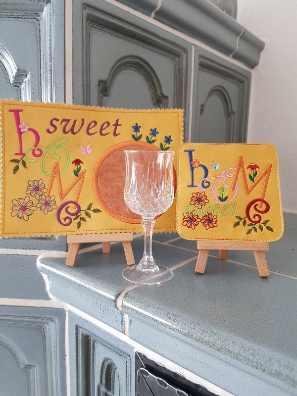 Stickdatei Mugrug ITH sweet home Untersetzer