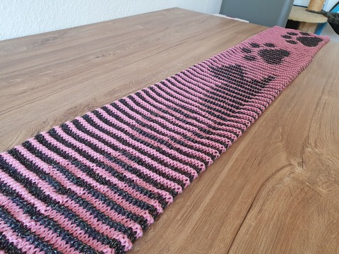 Cat, Shadow Knitting, Illusion Knitting, Motif Scarf