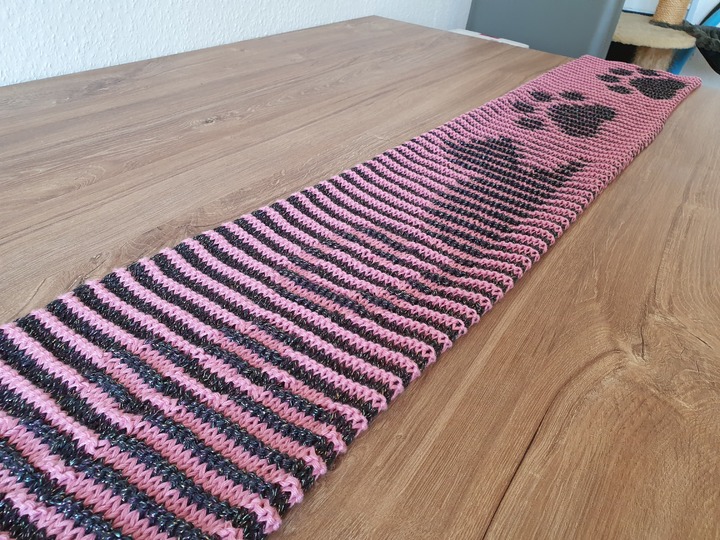 Cat, Shadow Knitting, Illusion Knitting, Motif Scarf