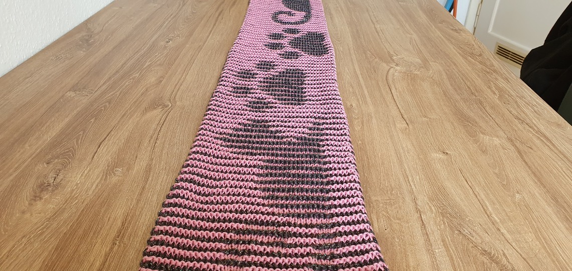 Cat, Shadow Knitting, Illusion Knitting, Motif Scarf
