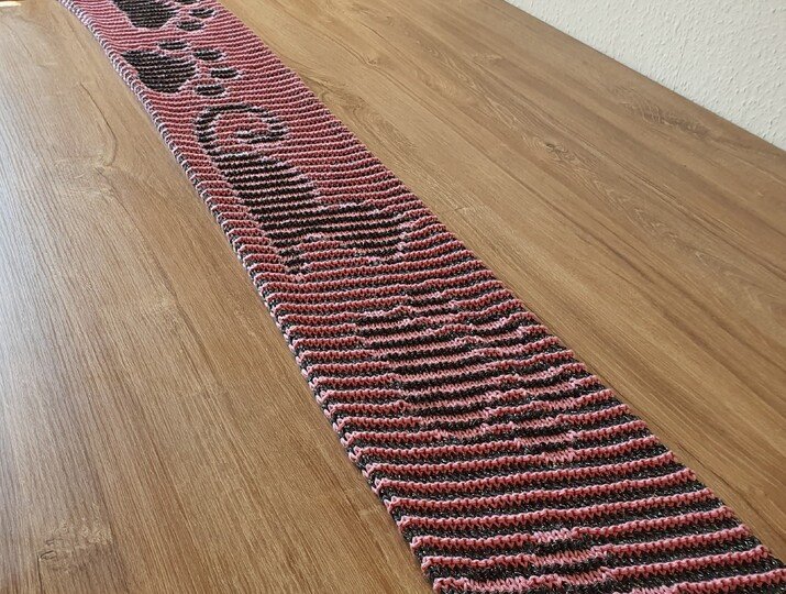 Cat, Shadow Knitting, Illusion Knitting, Motif Scarf