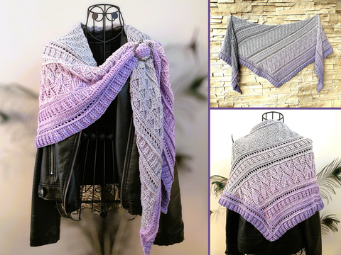 Crochet Pattern Flat Triangular Scarf "Hekate"